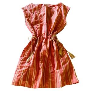 3/$18 Entro Dress Women’s Large Pink White Stripes Rope Drawstrings on side